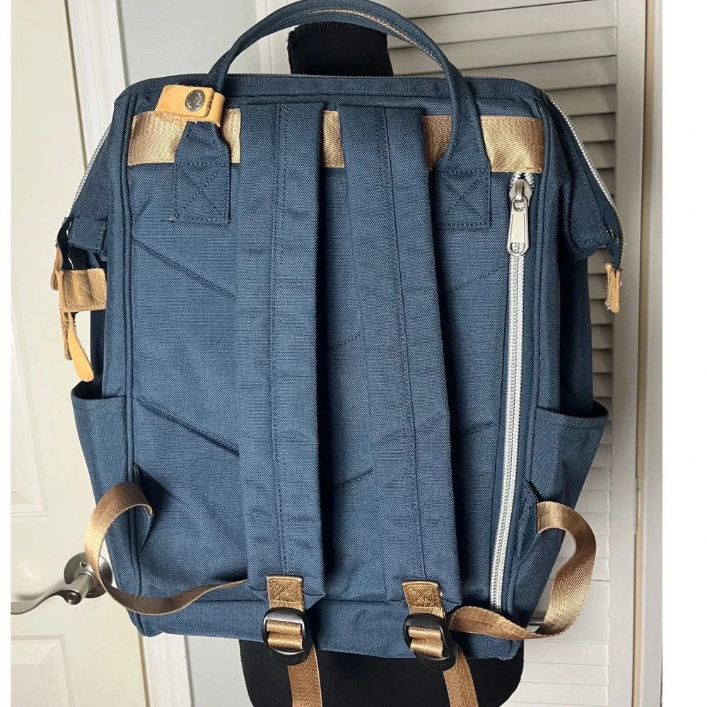Himawari Contrast Waterproof Canvas & Leather Backpack Bag Laptop Travel Unisex